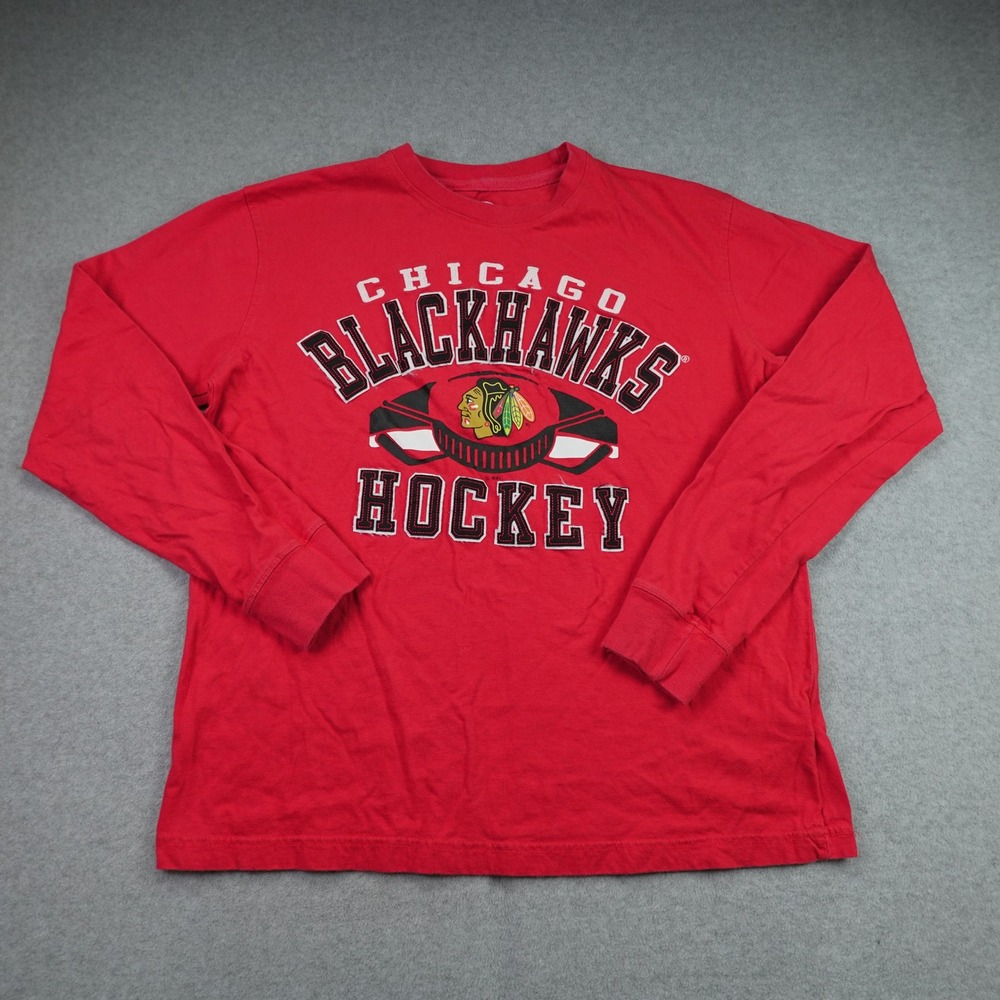 Chicago Blackhawks Shirt Men Small Red Sport Hockey Long Sleeve NHL GIII